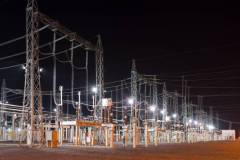 Electric substation in Asuncion, Paraguay at night.