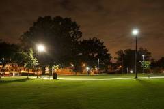 Park is a green space for this town Georgia town. Image taken on a cloudy night.